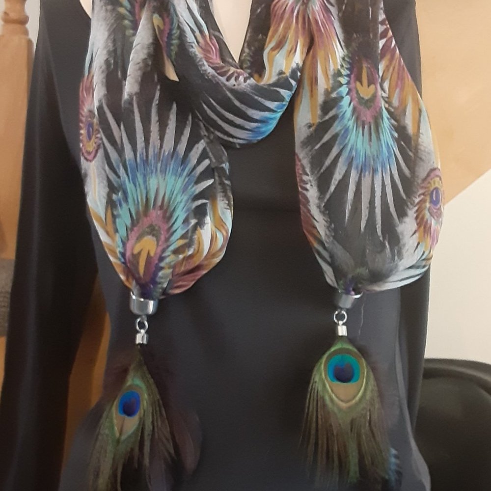 Genuine peacock feather scarf- never used
